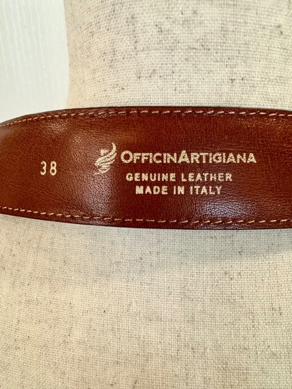 Men's Size 38 Cognac Brown Made in Italy by Officin Artigiana, Silver Metal